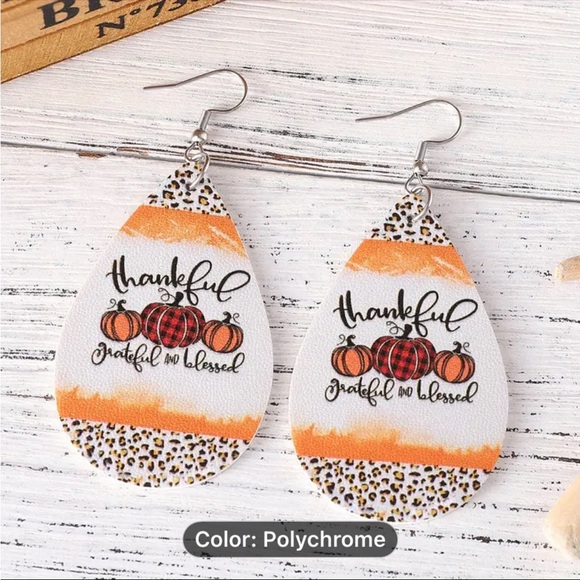 Earrings, NWT, Dangle, Cute Lightweight, Festive, Thankful W/Leopard Print - Picture 3 of 6